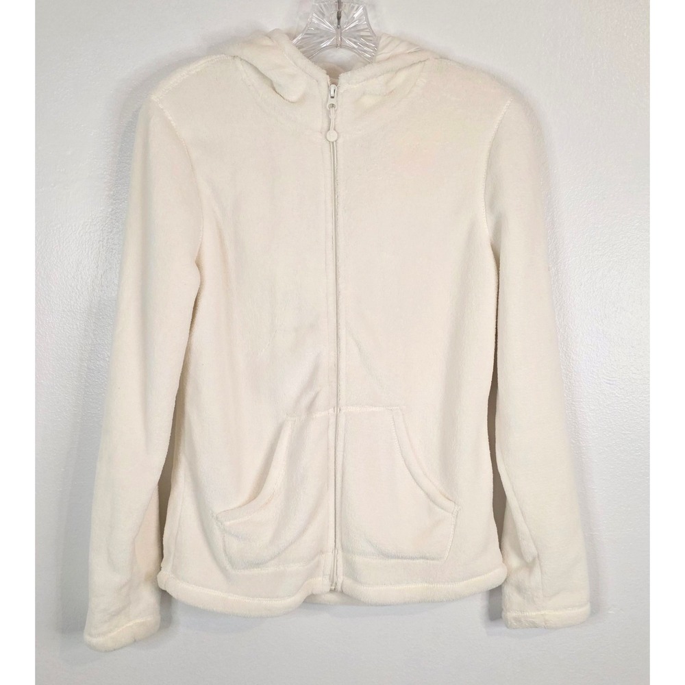 Danskin Now Womens Cream Fleece Full Zip Hoodie Sweatshirt Size M 8-10